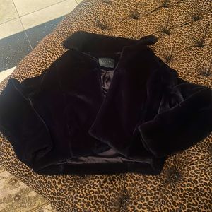 Black faux fur coat
